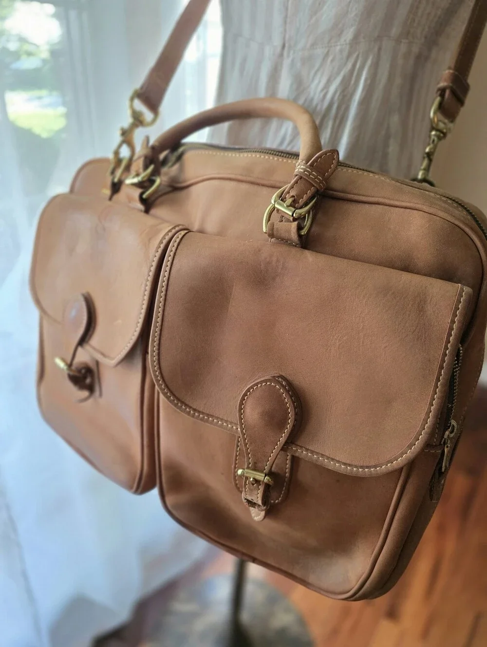 Vintage Mulholland Brothers Rancher Leather Briefcase Messenger Bag Made USA